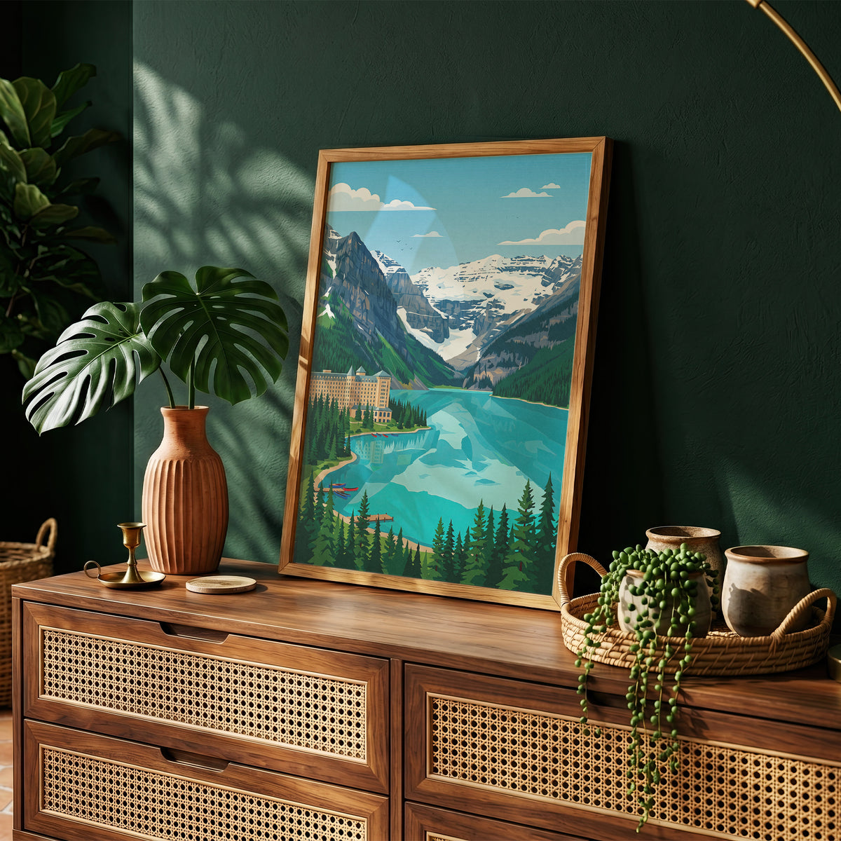 Banff Lake Louise Canoe Dock Poster - Alpine Summer Art Print