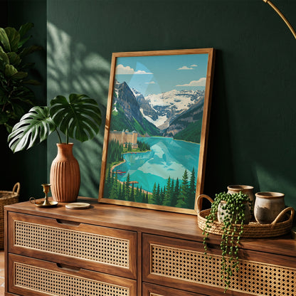 Banff Lake Louise Canoe Dock Poster - Alpine Summer Art Print