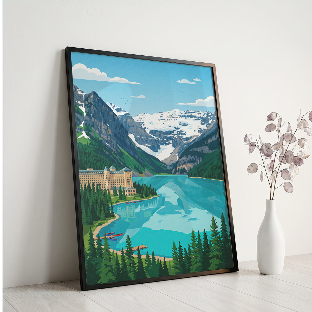 Banff Lake Louise Canoe Dock Poster - Alpine Summer Art Print