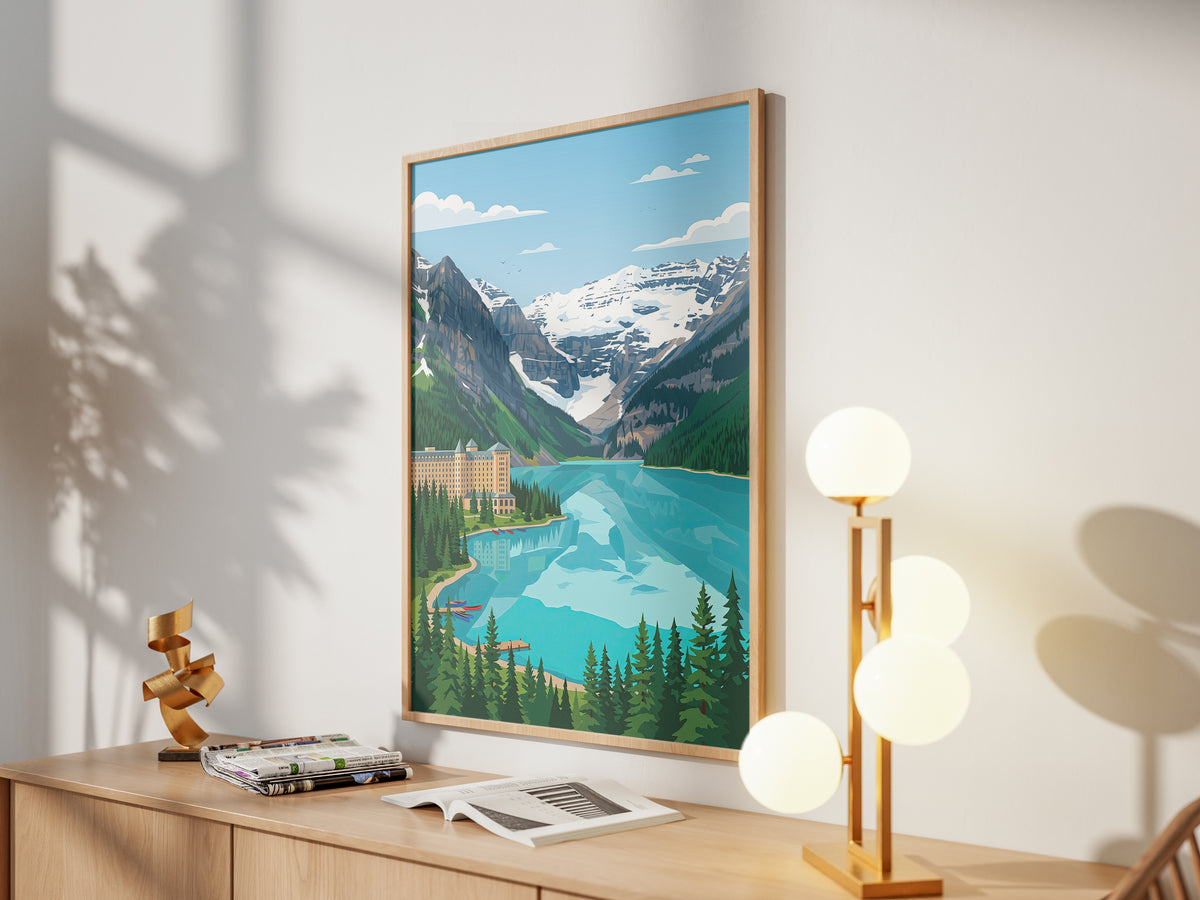 Banff Lake Louise Canoe Dock Poster - Alpine Summer Art Print