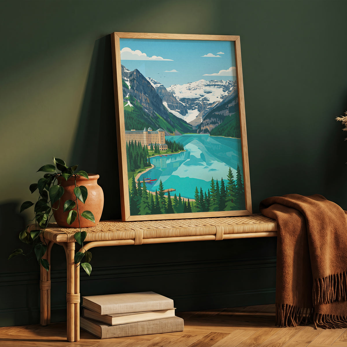 Banff Lake Louise Canoe Dock Poster - Alpine Summer Art Print
