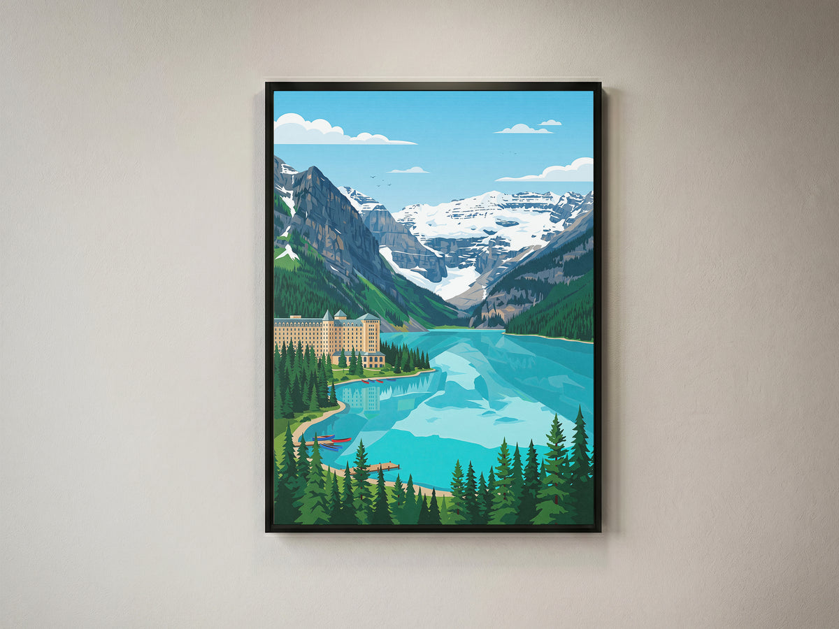 Banff Lake Louise Canoe Dock Poster - Alpine Summer Art Print