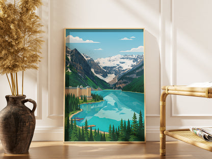 Banff Lake Louise Canoe Dock Poster - Alpine Summer Art Print