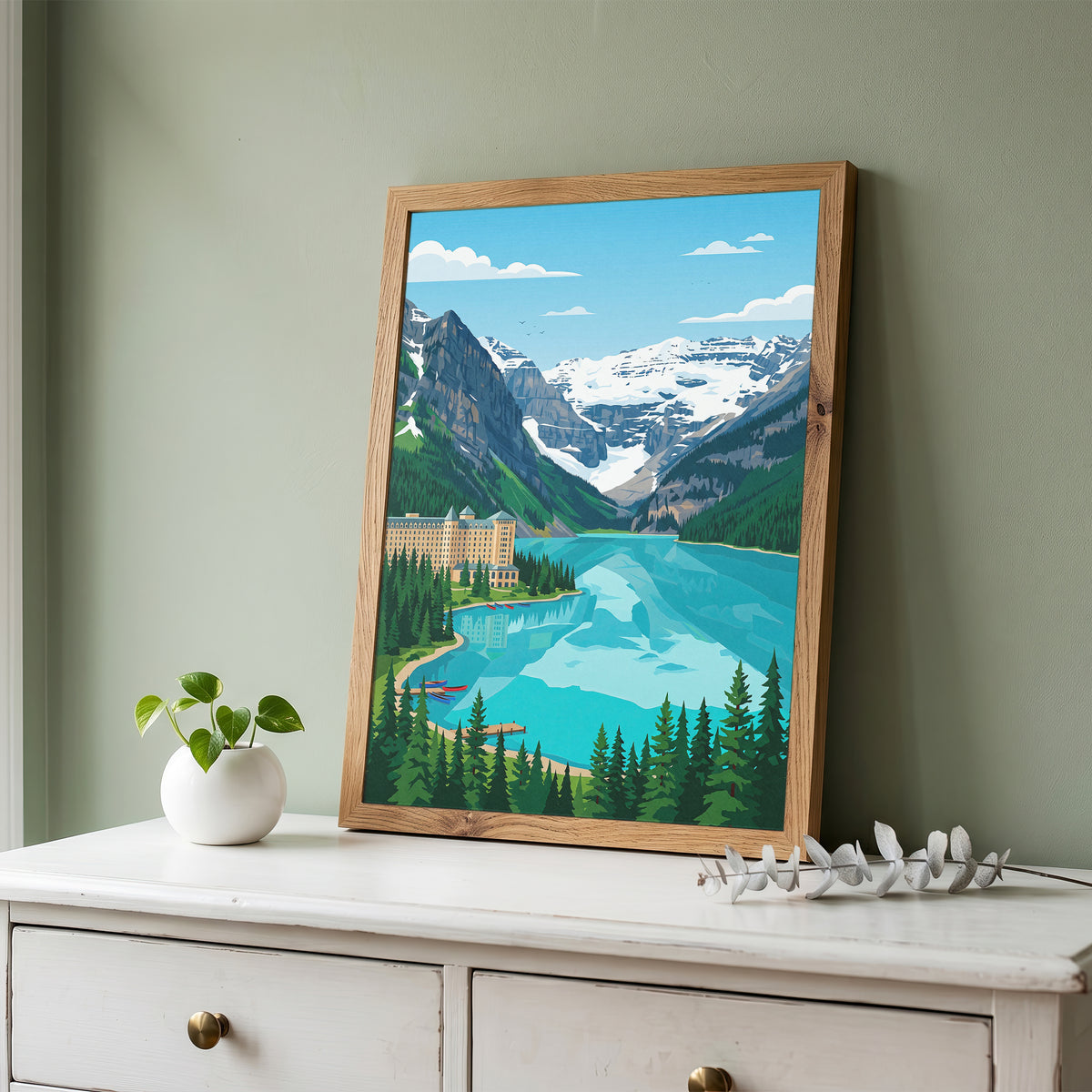 Banff Lake Louise Canoe Dock Poster - Alpine Summer Art Print