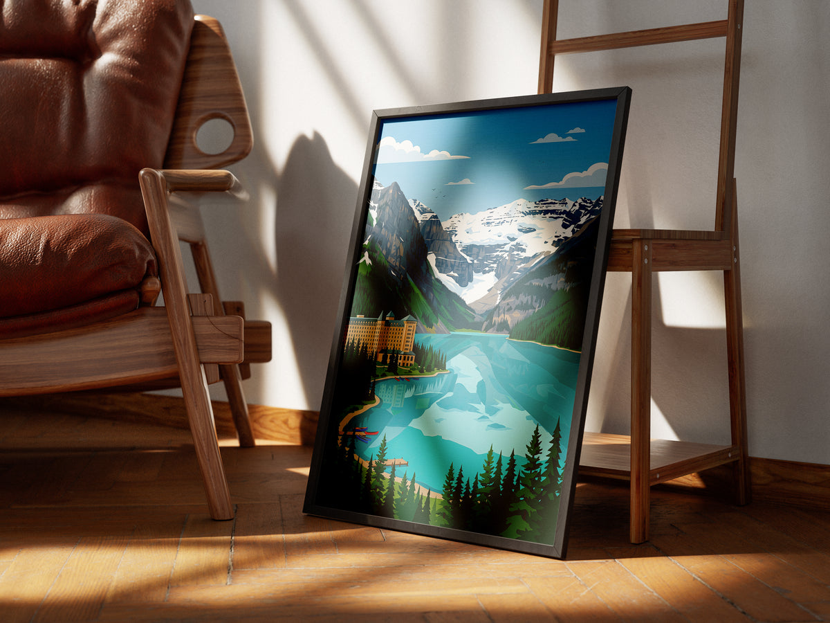 Banff Lake Louise Canoe Dock Poster - Alpine Summer Art Print