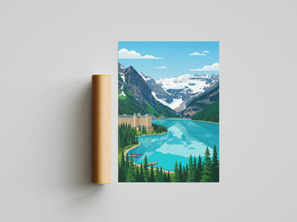 Banff Lake Louise Canoe Dock Poster - Alpine Summer Art Print