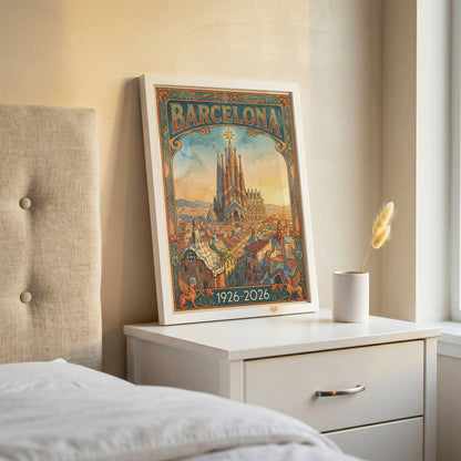 Vintage barcelona Travel Poster Print | Retro Wall Art Print