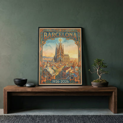 Vintage barcelona Travel Poster Print | Retro Wall Art Print
