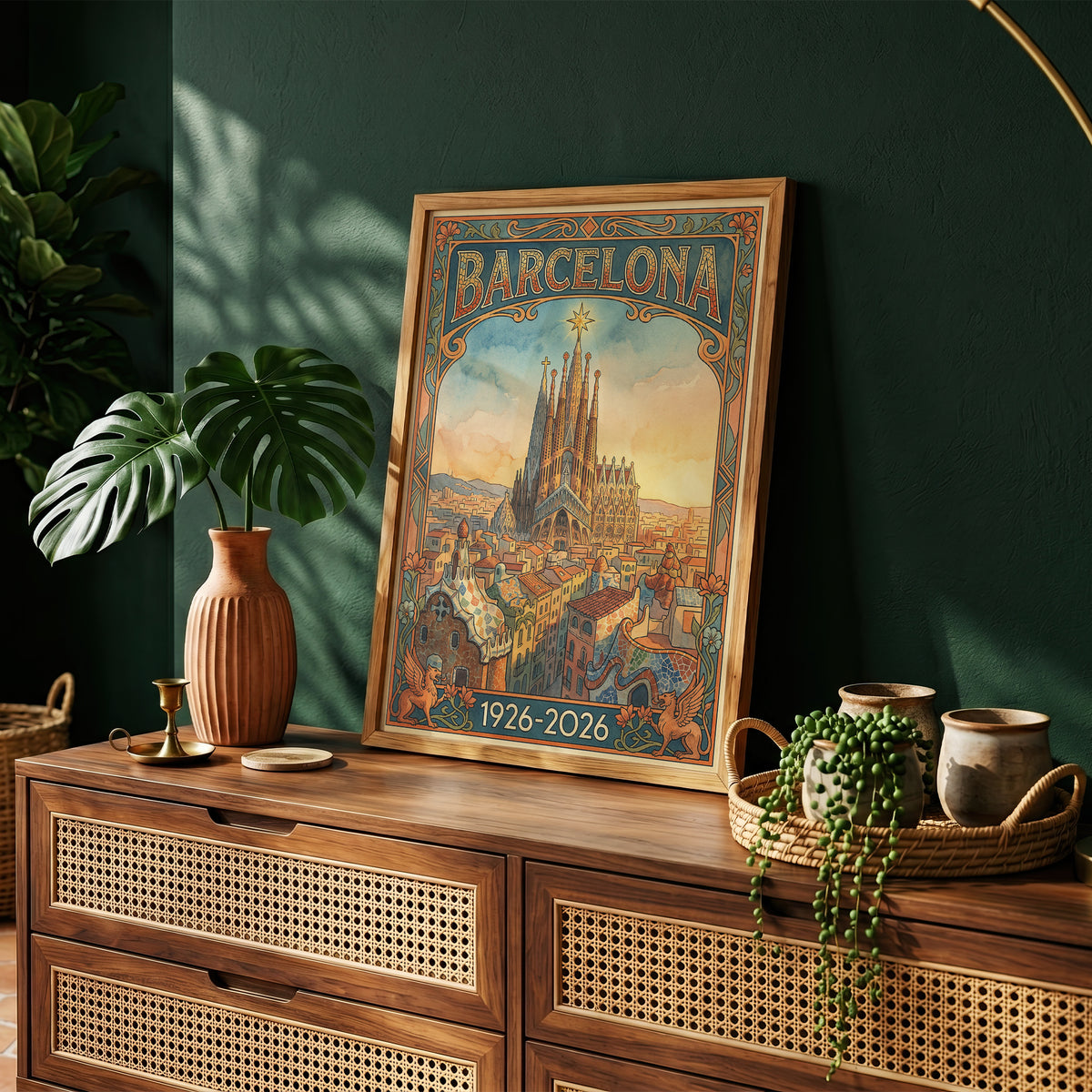 Vintage barcelona Travel Poster Print | Retro Wall Art Print