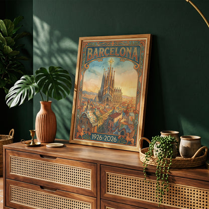 Vintage barcelona Travel Poster Print | Retro Wall Art Print
