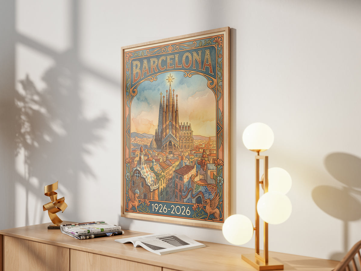 Vintage barcelona Travel Poster Print | Retro Wall Art Print