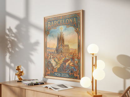 Vintage barcelona Travel Poster Print | Retro Wall Art Print