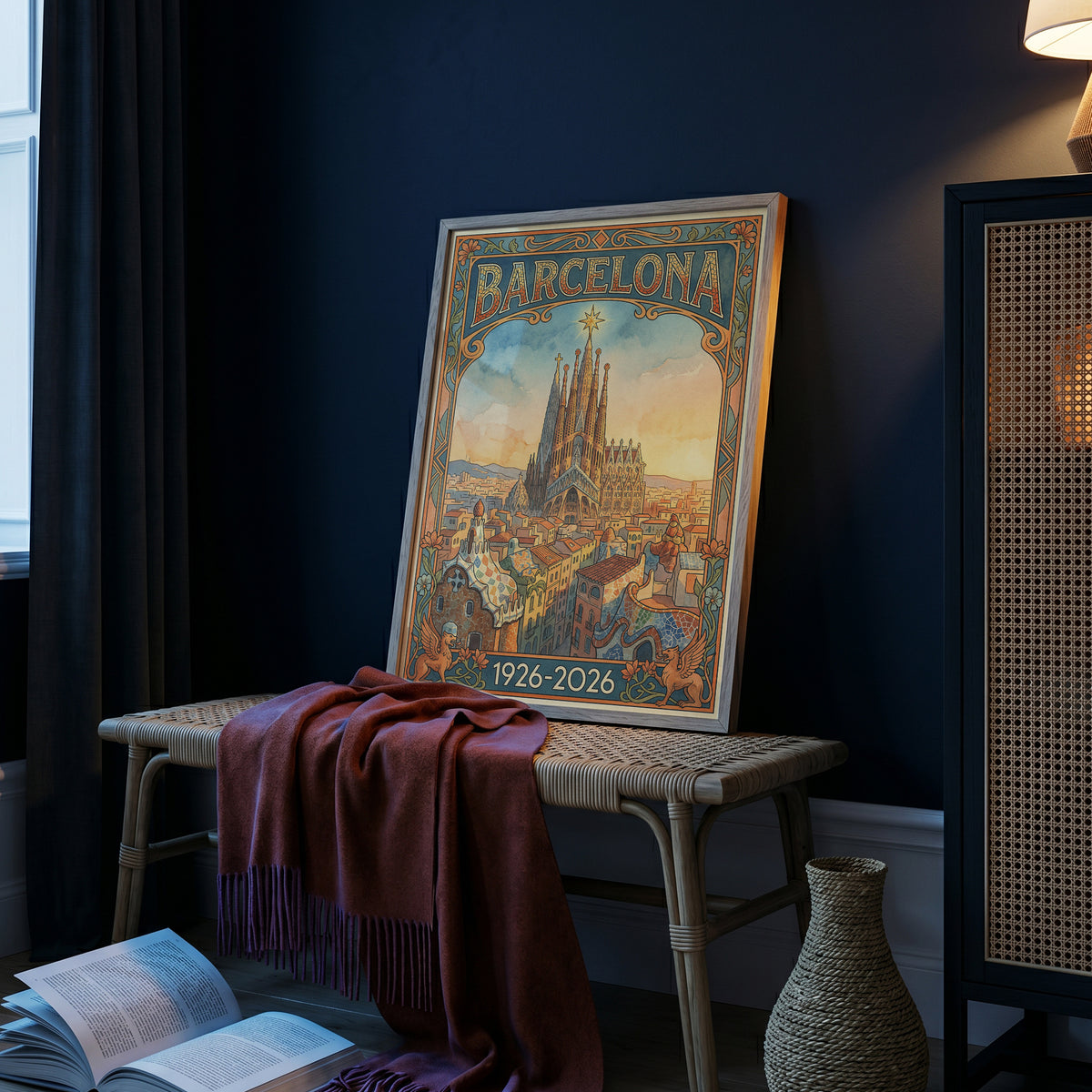 Vintage barcelona Travel Poster Print | Retro Wall Art Print