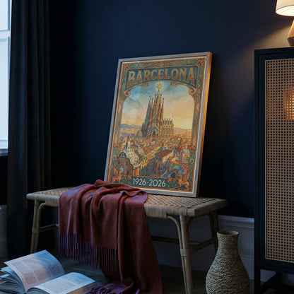 Vintage barcelona Travel Poster Print | Retro Wall Art Print