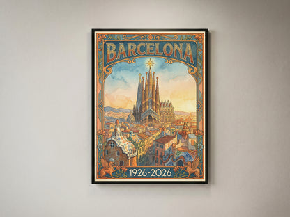 Vintage barcelona Travel Poster Print | Retro Wall Art Print