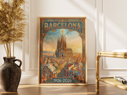 Vintage barcelona Travel Poster Print | Retro Wall Art Print