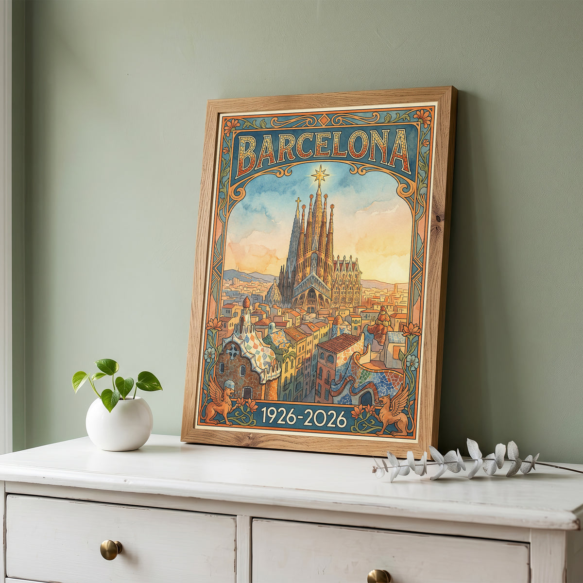 Vintage barcelona Travel Poster Print | Retro Wall Art Print