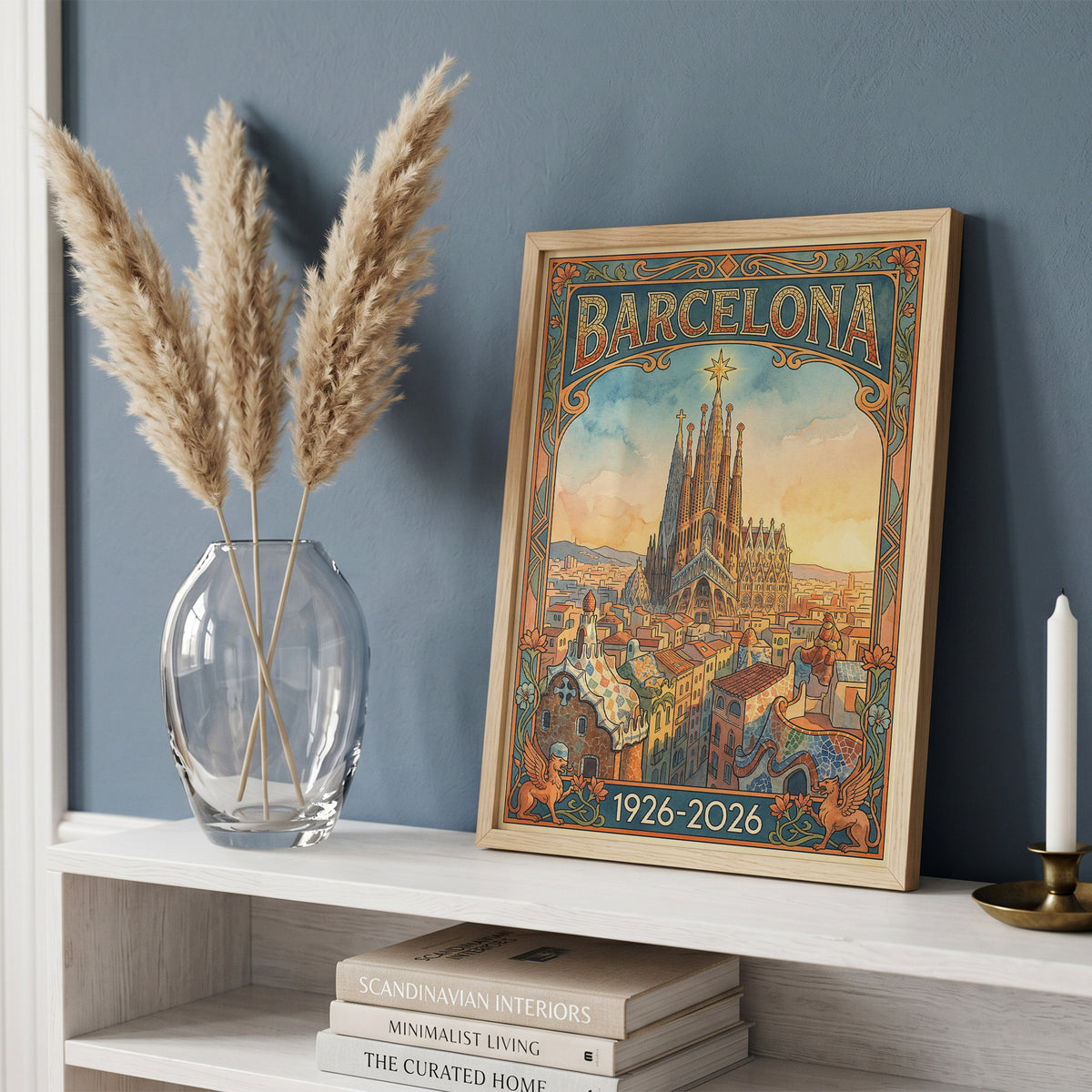 Vintage barcelona Travel Poster Print | Retro Wall Art Print