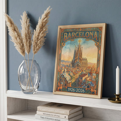 Vintage barcelona Travel Poster Print | Retro Wall Art Print