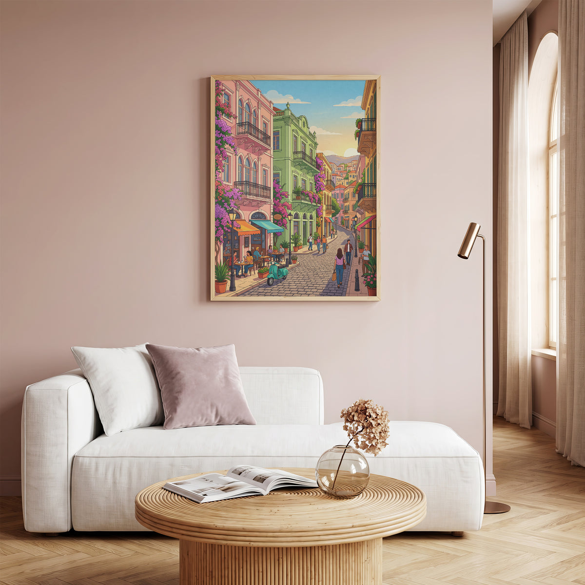 Beirut Gemmayzeh Street Travel Poster - Lebanese Cafe Print