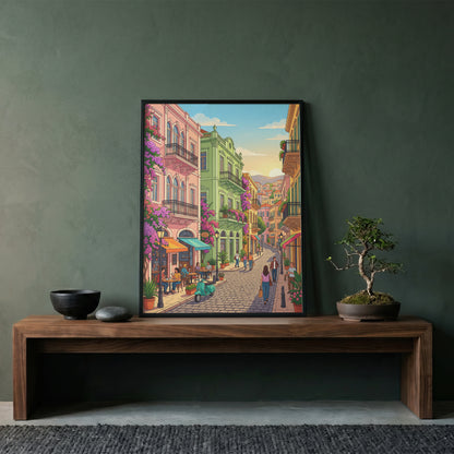 Beirut Gemmayzeh Street Travel Poster - Lebanese Cafe Print
