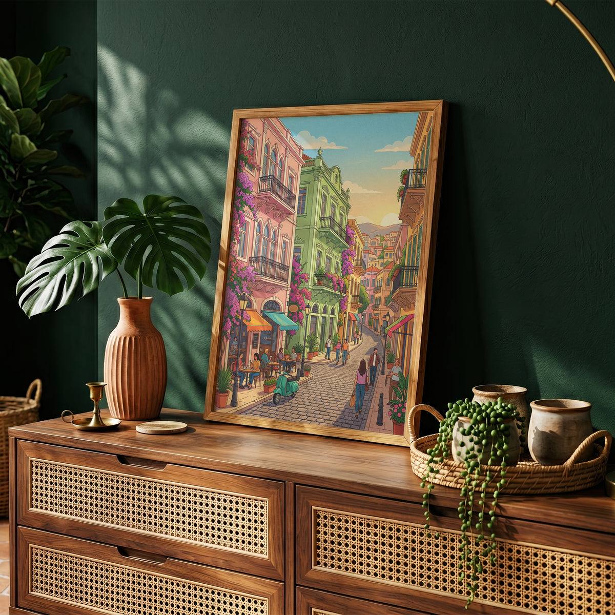 Beirut Gemmayzeh Street Travel Poster - Lebanese Cafe Print
