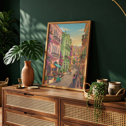 Beirut Gemmayzeh Street Travel Poster - Lebanese Cafe Print