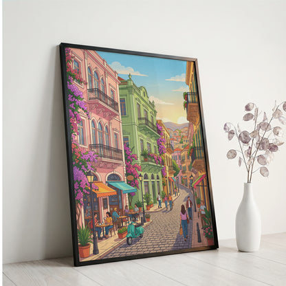 Beirut Gemmayzeh Street Travel Poster - Lebanese Cafe Print