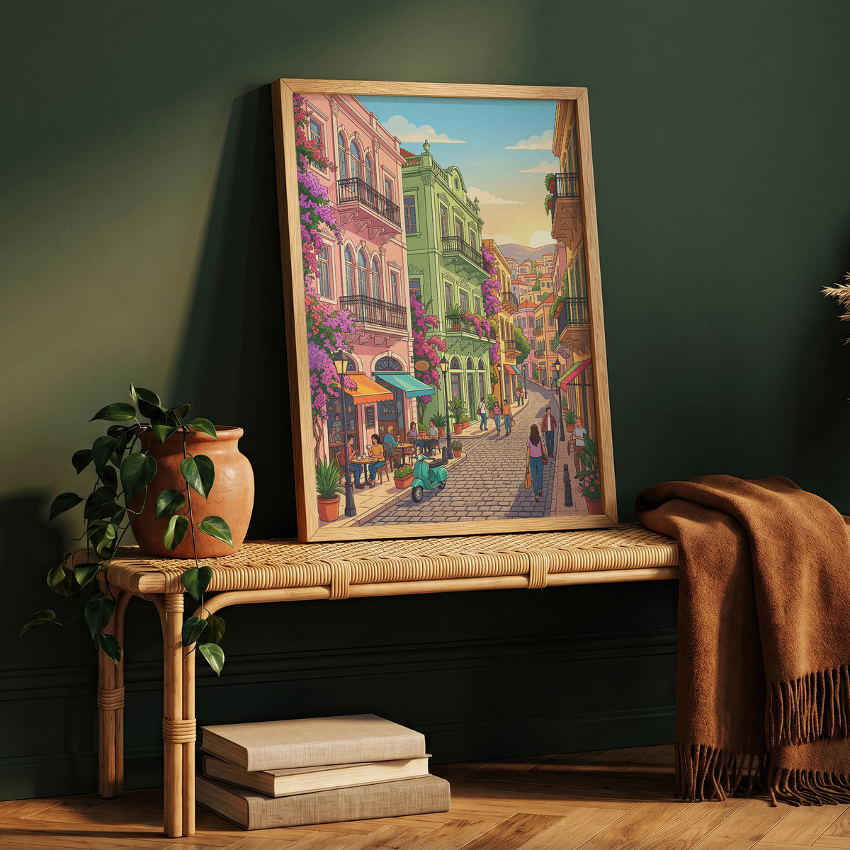 Beirut Gemmayzeh Street Travel Poster - Lebanese Cafe Print