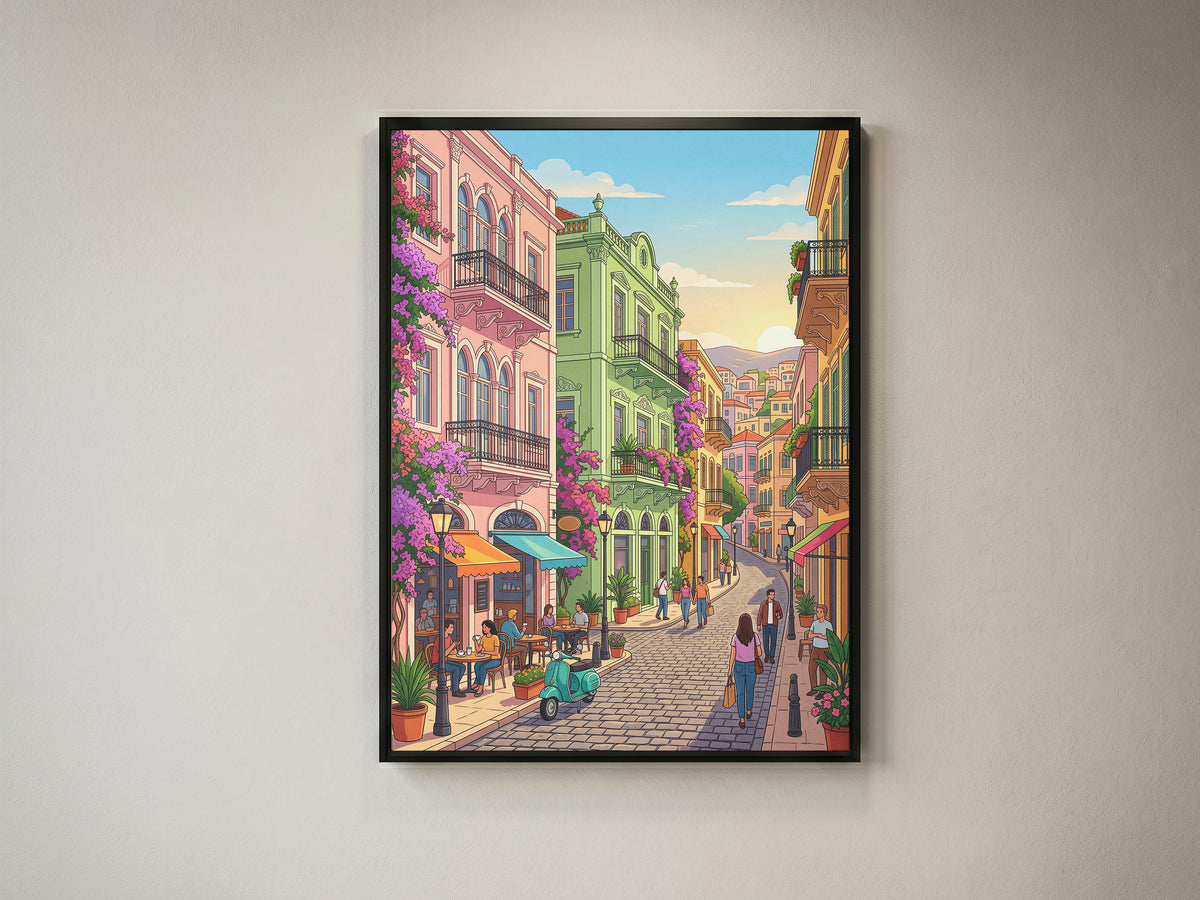 Beirut Gemmayzeh Street Travel Poster - Lebanese Cafe Print