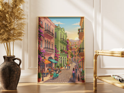Beirut Gemmayzeh Street Travel Poster - Lebanese Cafe Print