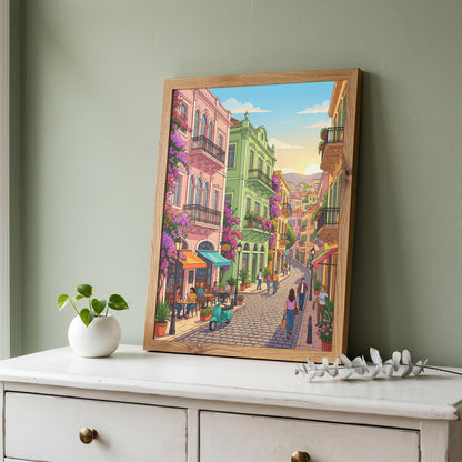 Beirut Gemmayzeh Street Travel Poster - Lebanese Cafe Print