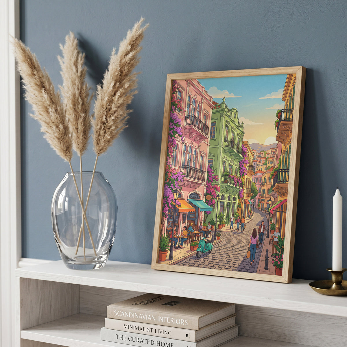 Beirut Gemmayzeh Street Travel Poster - Lebanese Cafe Print