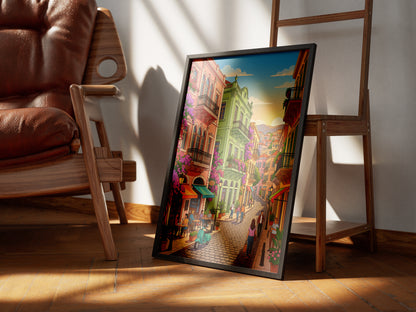 Beirut Gemmayzeh Street Travel Poster - Lebanese Cafe Print