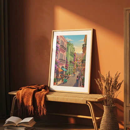 Beirut Gemmayzeh Street Travel Poster - Lebanese Cafe Print