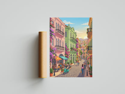 Beirut Gemmayzeh Street Travel Poster - Lebanese Cafe Print