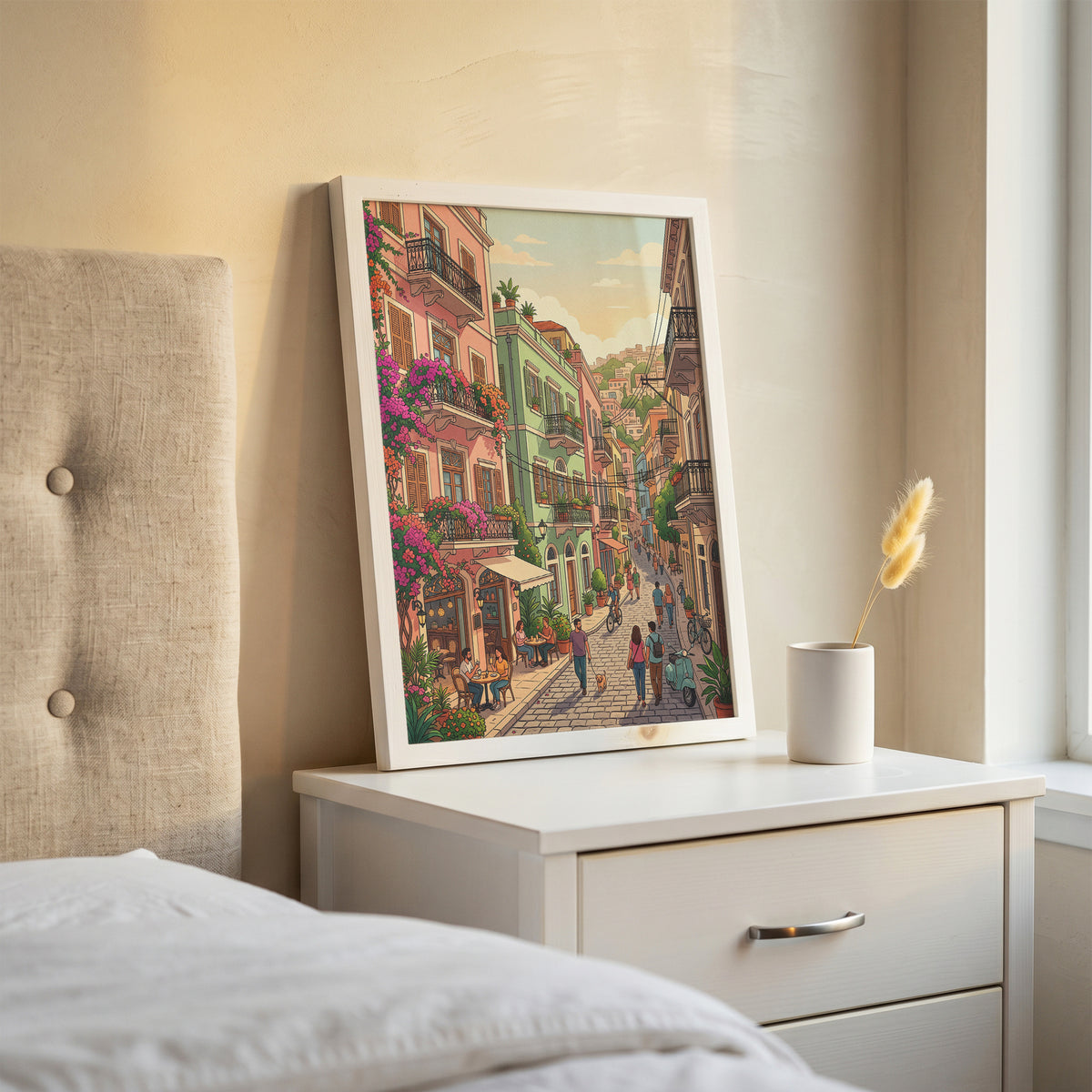 Beirut Gemmayzeh Balconies Poster - Vintage Lebanon Wall Art