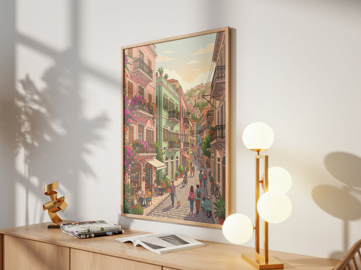 Beirut Gemmayzeh Balconies Poster - Vintage Lebanon Wall Art