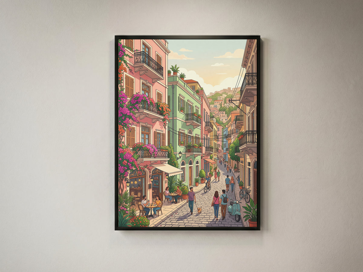 Beirut Gemmayzeh Balconies Poster - Vintage Lebanon Wall Art