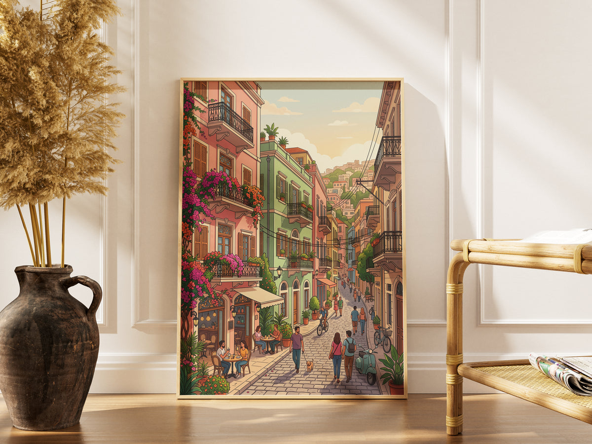 Beirut Gemmayzeh Balconies Poster - Vintage Lebanon Wall Art