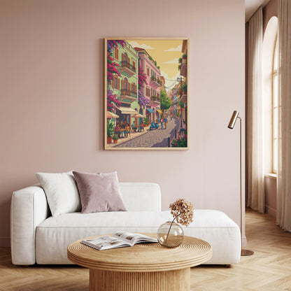 Beirut Gemmayzeh Cafe Travel Poster - Golden Hour Art Print