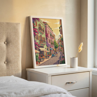 Beirut Gemmayzeh Cafe Travel Poster - Golden Hour Art Print