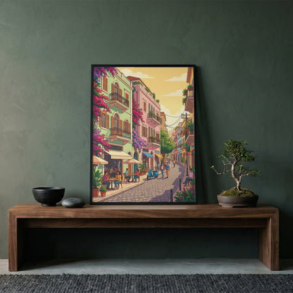 Beirut Gemmayzeh Cafe Travel Poster - Golden Hour Art Print