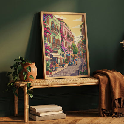 Beirut Gemmayzeh Cafe Travel Poster - Golden Hour Art Print