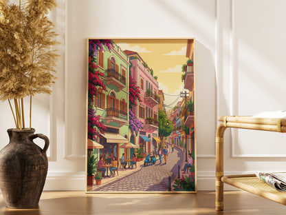 Beirut Gemmayzeh Cafe Travel Poster - Golden Hour Art Print