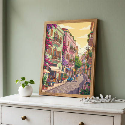Beirut Gemmayzeh Cafe Travel Poster - Golden Hour Art Print
