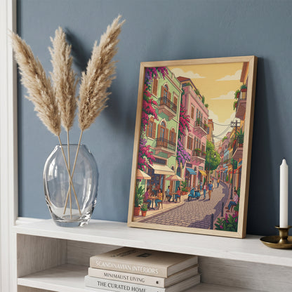 Beirut Gemmayzeh Cafe Travel Poster - Golden Hour Art Print