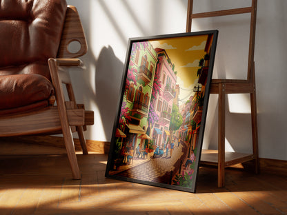 Beirut Gemmayzeh Cafe Travel Poster - Golden Hour Art Print