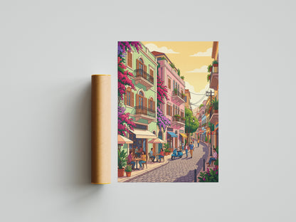 Beirut Gemmayzeh Cafe Travel Poster - Golden Hour Art Print