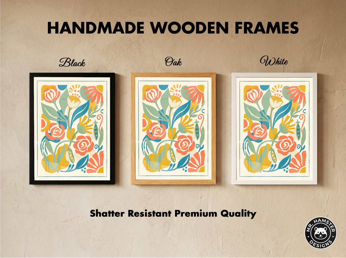 Abstract Folk Art Botanical Garden Pattern Print Pastel Terracotta & Sage Print